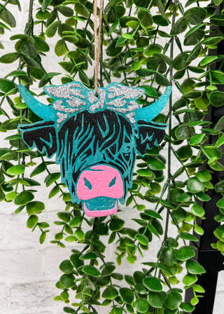 Highland Cow Car Freshie - Strawberry Leather