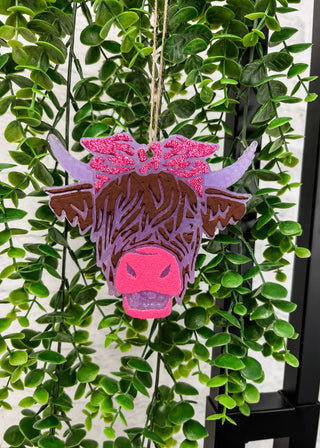 Highland Cow Car Freshie - Strawberry Leather