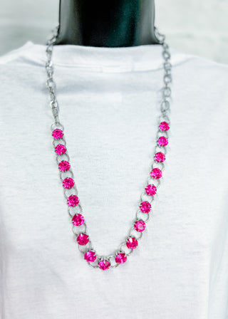 Hot Pink Radiance Chain Necklace