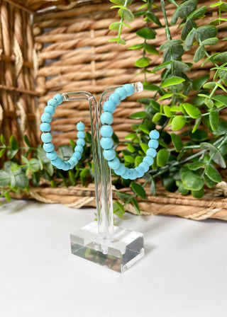 Idalou Open Back Turquoise Bead Hoops