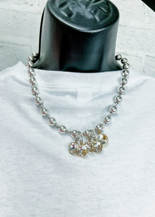 Iridescent Drop Metal Bead Necklace