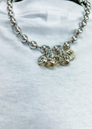 Iridescent Drop Metal Bead Necklace