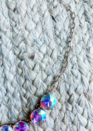 Iridescent Round Stone Statement Necklace