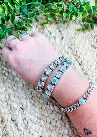 Iridescent Round Stone Stretch Bracelet