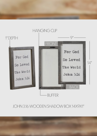 John 3:16 Wooden Shadow Box Frame