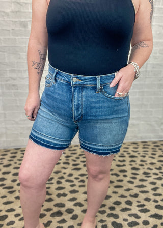 Judy Blue Tummy Control Vintage Wash Release Hem Shorts - JB150299 | S-3X