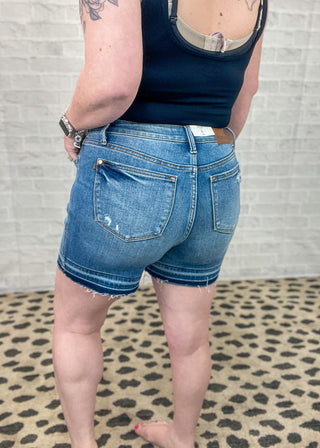 Judy Blue Tummy Control Vintage Wash Release Hem Shorts - JB150299 | S-3X