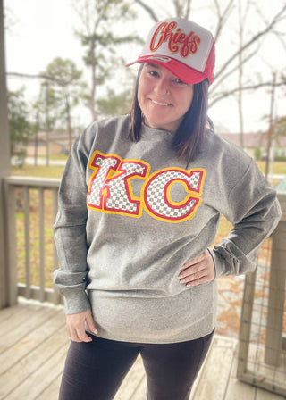 KC Checkered Print Sweatshirt by Texas True Threads & Randi Mahomes