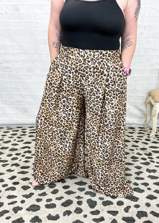 Latte Leopard Print Wide Leg Pants