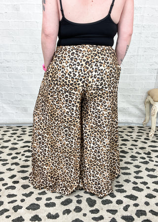 Latte Leopard Print Wide Leg Pants