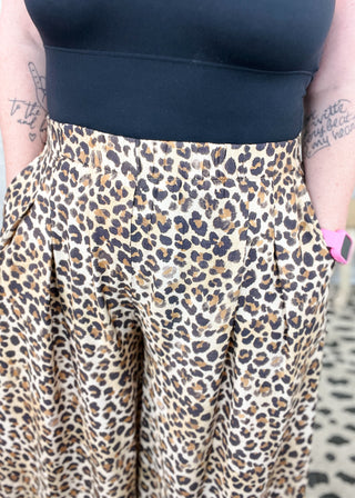 Latte Leopard Print Wide Leg Pants