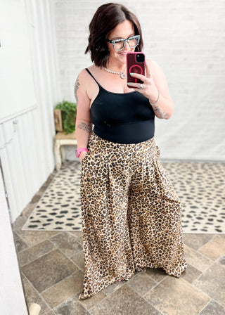 Latte Leopard Print Wide Leg Pants
