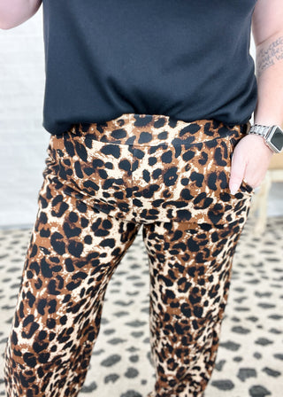 Leopard Print Scuba Straight Leg Pants