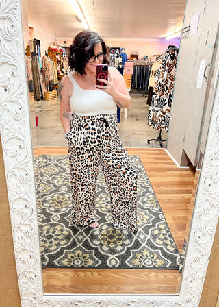 Leopard Print Wide Leg Shift Pants