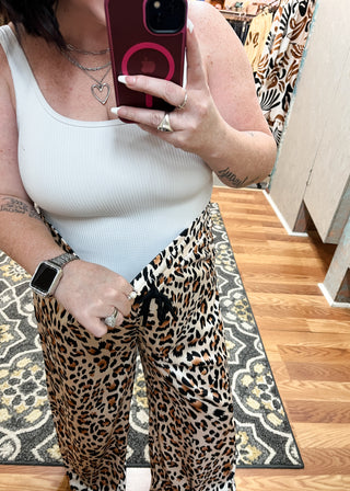Leopard Print Wide Leg Shift Pants