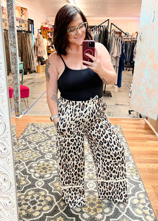 Leopard Wide Leg Cropped Pants