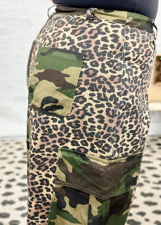 Leopard & Camo Mixed Cargo Pants