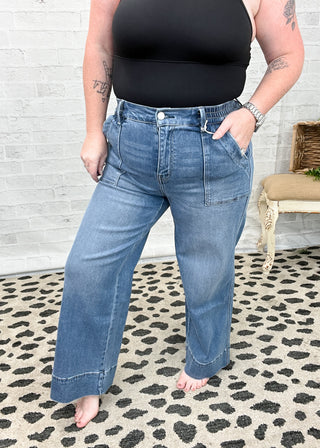Lovervet Fiorella Elastic Waist Wide Leg Jeans - LV1701