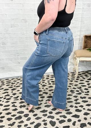Lovervet Fiorella Elastic Waist Wide Leg Jeans - LV1701