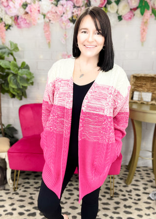 Make Me Blush Ombre Cardigan | S-3X - ALL SALES FINAL -