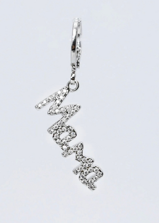 TJ-194 Mama Crystal Charm Silver