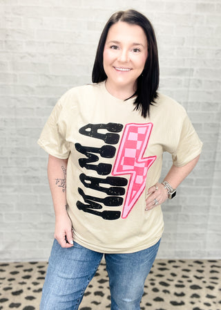 Mama Pink Lightning Bolt Graphic Tee | S-2X