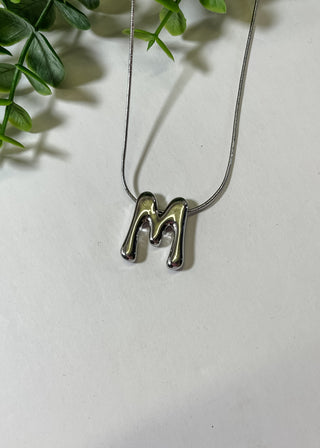 Metal Bubble Initial Necklace