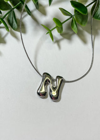 Metal Bubble Initial Necklace