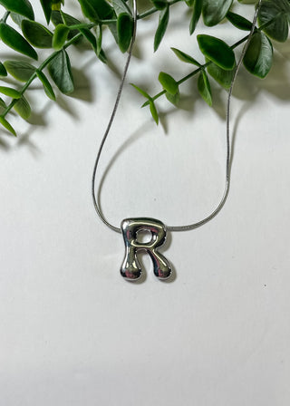 Metal Bubble Initial Necklace