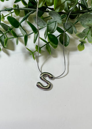 Metal Bubble Initial Necklace