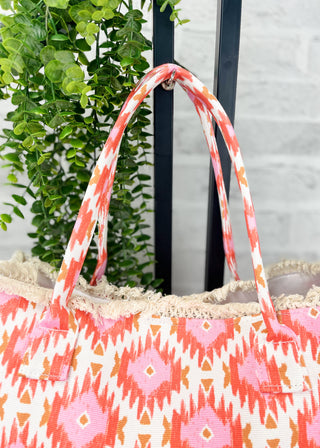 Michelle Boho Pattern Fringe Tote Bag