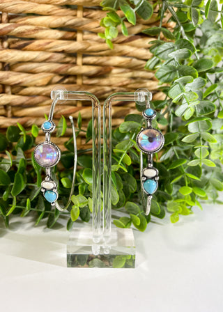 Midland Turquoise & Rhinestone Hoop Earrings