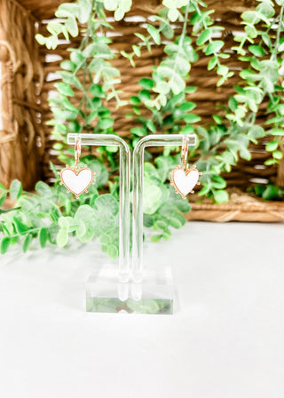 Mother of Pearl Heart Hoop Earrings