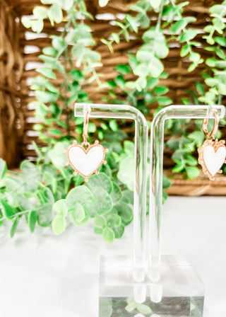 Mother of Pearl Heart Hoop Earrings