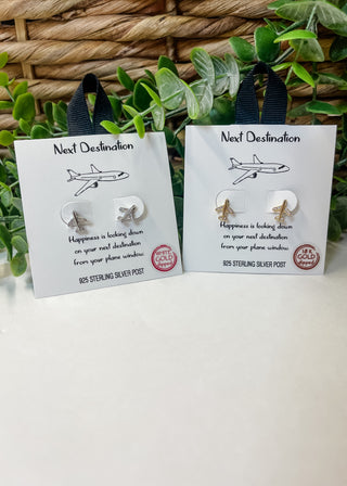 Next Destination Cubic Zirconia Airplane Post Earrings