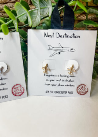 Next Destination Cubic Zirconia Airplane Post Earrings