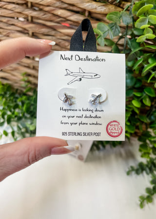 Next Destination Cubic Zirconia Airplane Post Earrings