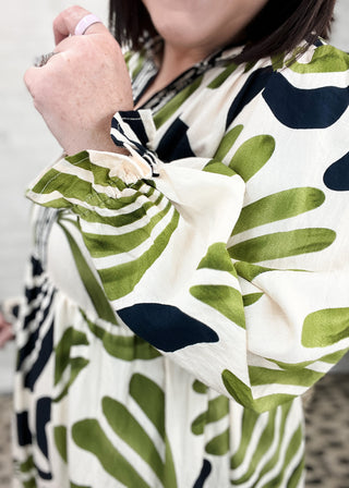 Olive Boho Leafy Print Maxi Dress