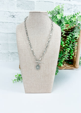 Oval Medallion Toggle Clasp Oval Link Necklace