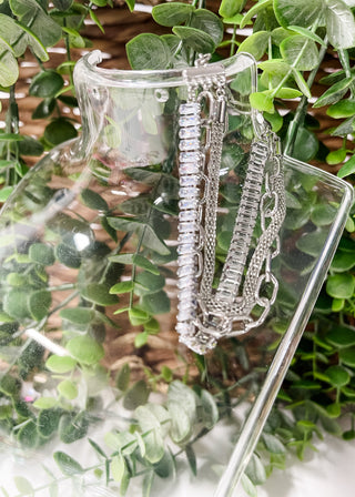 Oval Link Crystal Layered Bracelet