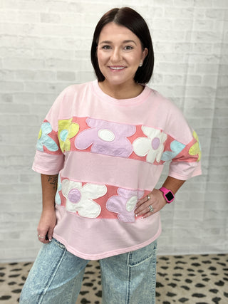Pastel Floral Patchwork Oversized Tee