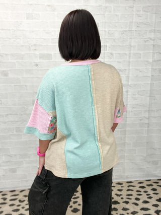 Pastel Floral Patchwork Top