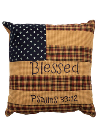 Patriotic Patch Pillow Blessed