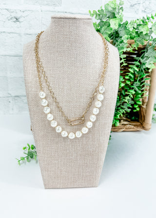 Pearl 2-Layered Metal Chain Necklace
