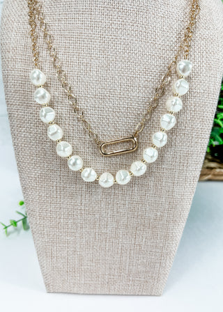 Pearl 2-Layered Metal Chain Necklace