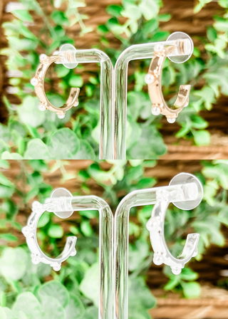 Pearl Edge Open Hoop Earrings
