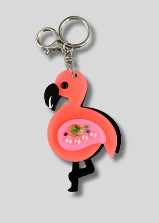 Pink Flamingo Acrylic Keychain