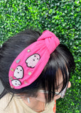 Pink Ghost Seed Bead Headband