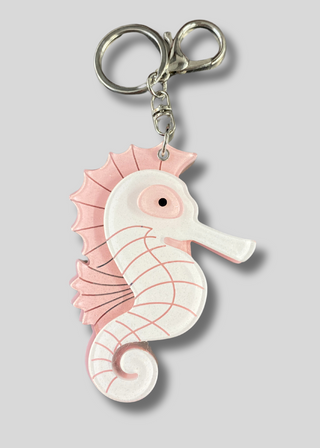 Pink Seahorse Acrylic Keychain