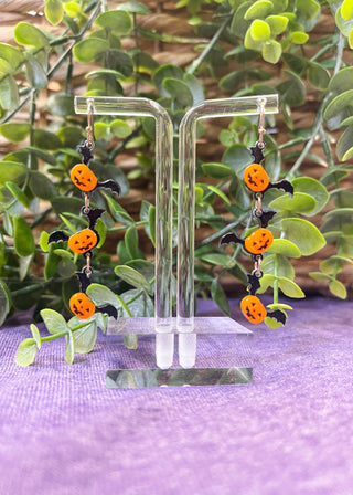 Pumpkin Bat Acrylic Halloween Earrings!